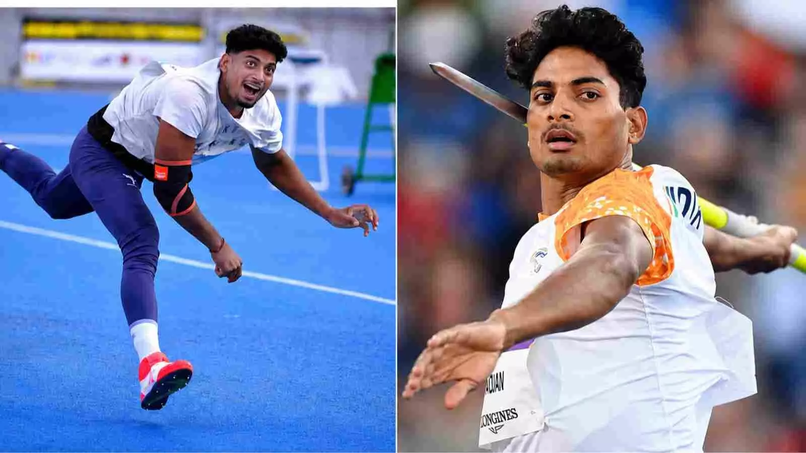 जेवलिन थ्रो स्पर्धा में भाला फेंकते हुए भारतीय एथलीट रोहित यादव कलिंगा स्टेडियम में।