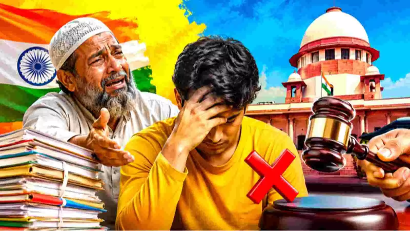एक महिला भावुक मुद्रा में दिखाई दे रही है जो कानूनी और दस्तावेजी प्रक्रिया का संदर्भ देती है। एक महिला भावुक मुद्रा में दिखाई दे रही है जो कानूनी और दस्तावेजी प्रक्रिया का संदर्भ देती है।