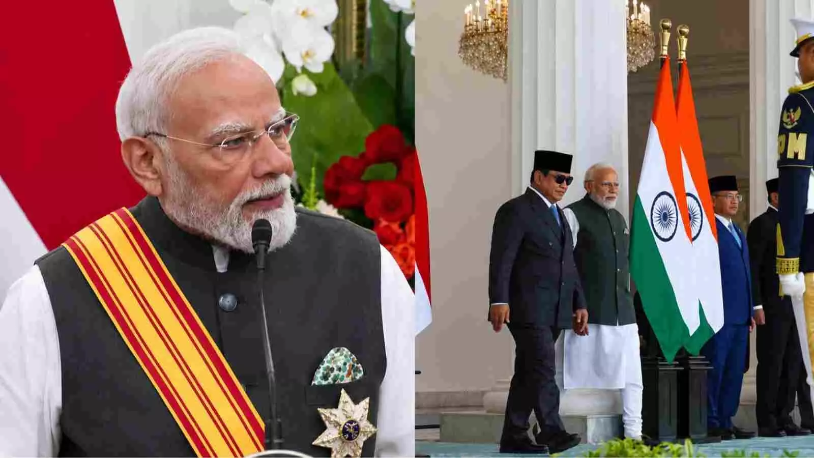 इंडोनेशिया का सर्वोच्च सम्मान प्राप्त करते प्रधानमंत्री नरेंद्र मोदी जकार्ता में आयोजित कार्यक्रम में।
