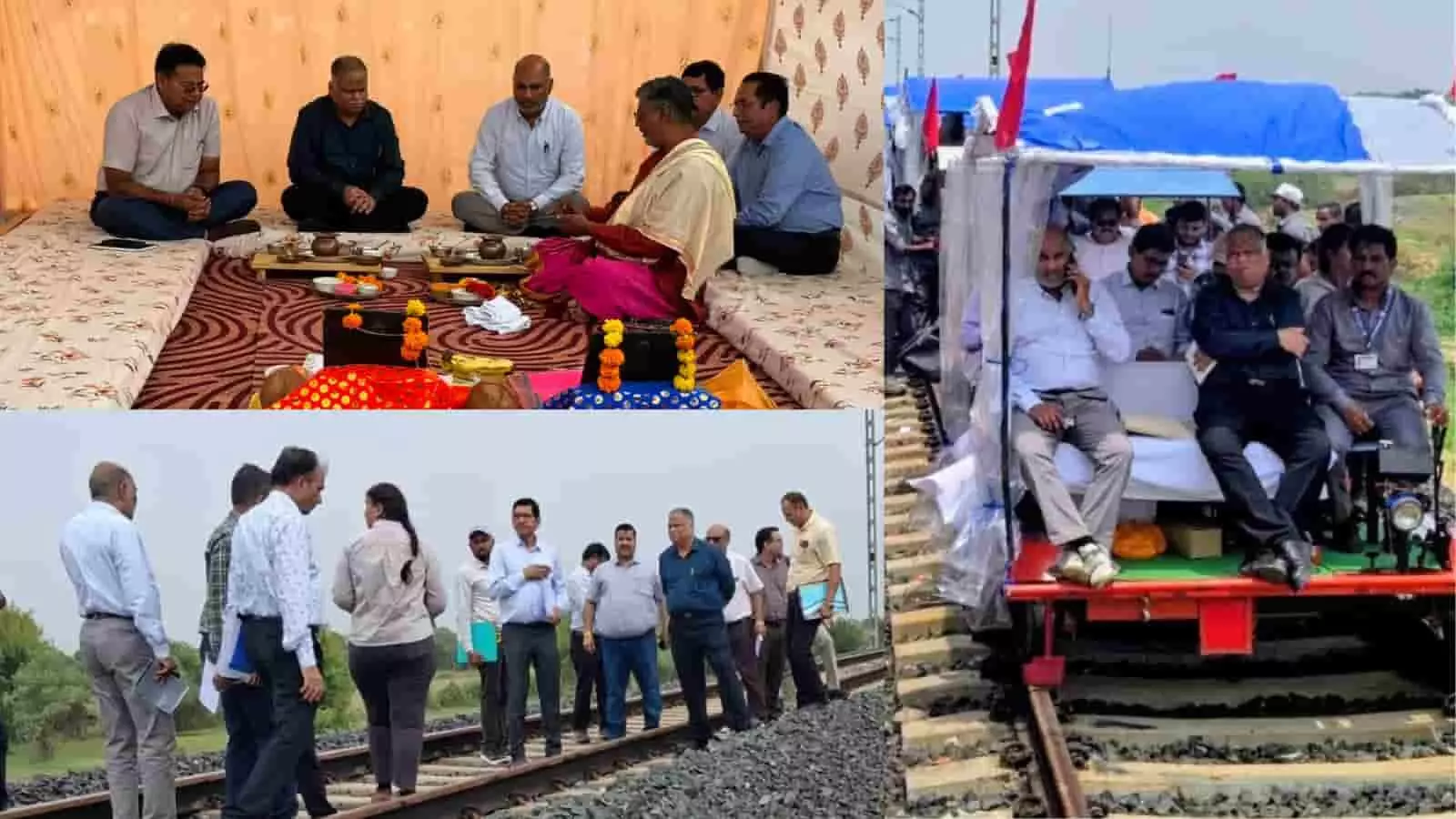 रेल पटरियों पर मोटर ट्रॉली से सुरक्षा निरीक्षण करते रेल अधिकारी अहमदाबाद मंडल में। रेल पटरियों पर मोटर ट्रॉली से सुरक्षा निरीक्षण करते रेल अधिकारी अहमदाबाद मंडल में।