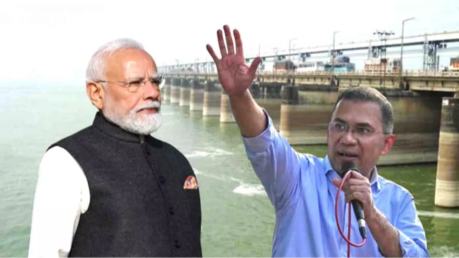 फरक्का बैराज के पास प्रधानमंत्री नरेंद्र मोदी और बांग्लादेश के प्रतिनिधि जल संधि के संदर्भ में। फरक्का बैराज के पास प्रधानमंत्री नरेंद्र मोदी और बांग्लादेश के प्रतिनिधि जल संधि के संदर्भ में।