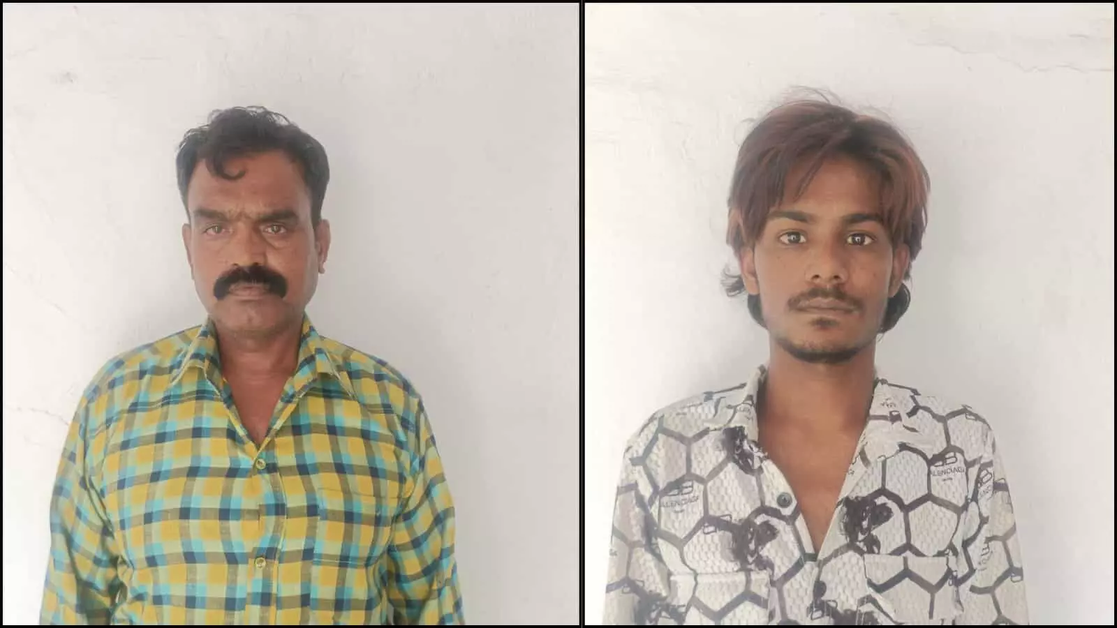 तस्वीर में पुलिसकर्मियों के साथ गिरफ्तार आरोपी थाना परिसर में पेश किए जा रहे हैं। तस्वीर में पुलिसकर्मियों के साथ गिरफ्तार आरोपी थाना परिसर में पेश किए जा रहे हैं।