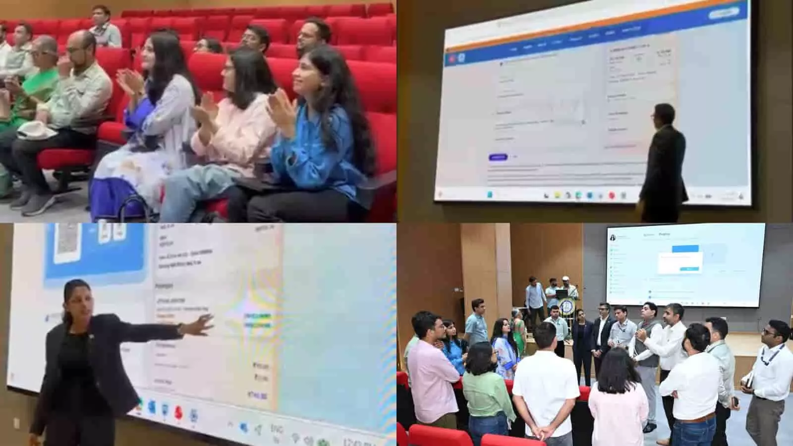 तस्वीर में सभागार के भीतर डिजिटल स्क्रीन पर चल रही प्रस्तुति को देखते लोग दिखाई दे रहे हैं। तस्वीर में सभागार के भीतर डिजिटल स्क्रीन पर चल रही प्रस्तुति को देखते लोग दिखाई दे रहे हैं।