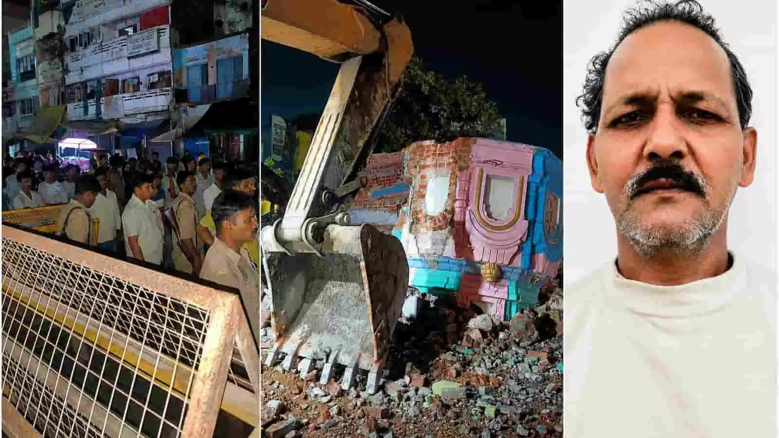 तस्वीर में चंदौली दुर्घटना स्थल पर तैनात पुलिस बल, बुलडोजर, मंदिर का मलबा और मृतक कर्मचारी दिख रहा है। तस्वीर में चंदौली दुर्घटना स्थल पर तैनात पुलिस बल, बुलडोजर, मंदिर का मलबा और मृतक कर्मचारी दिख रहा है।