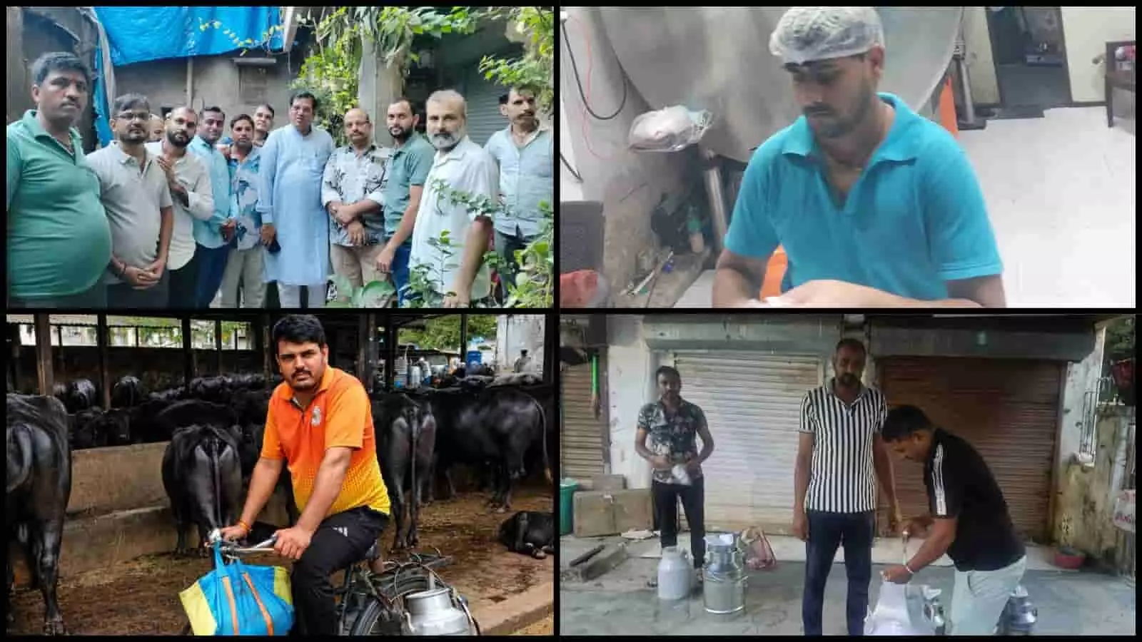 तस्वीर में मुंबई के विभिन्न स्थानों पर दूध डेयरी संचालक और पारंपरिक विक्रेता काम करते हुए दिख रहे हैं। तस्वीर में मुंबई के विभिन्न स्थानों पर दूध डेयरी संचालक और पारंपरिक विक्रेता काम करते हुए दिख रहे हैं।