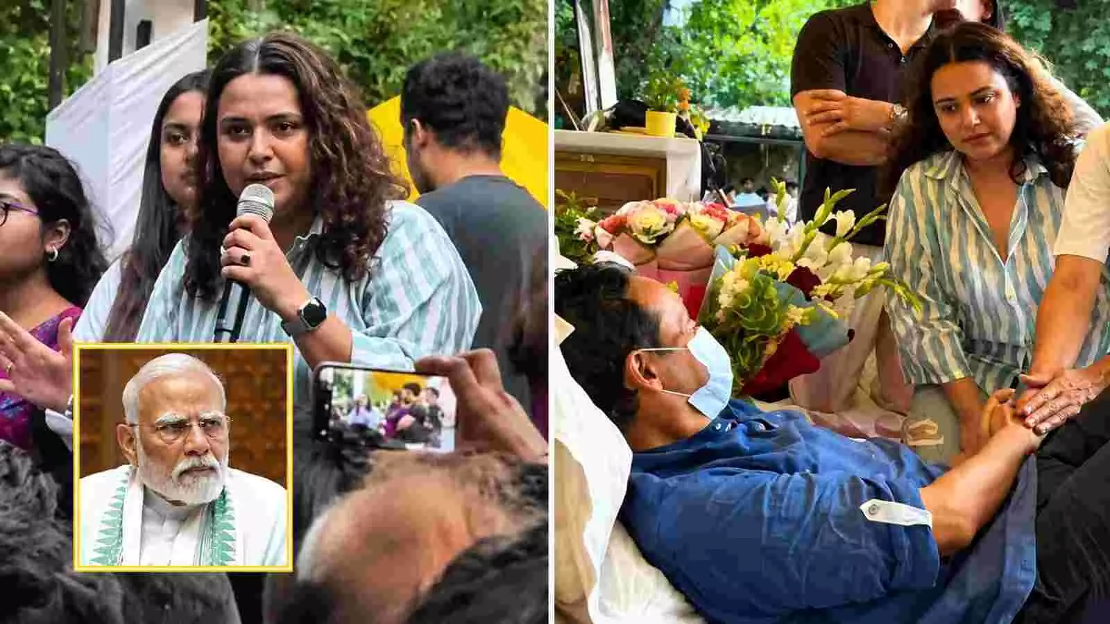 जंतर-मंतर पर सोनम वांगचुक से मिलती अभिनेत्री स्वरा भास्कर और विरोध प्रदर्शन का दृश्य। जंतर-मंतर पर सोनम वांगचुक से मिलती अभिनेत्री स्वरा भास्कर और विरोध प्रदर्शन का दृश्य।