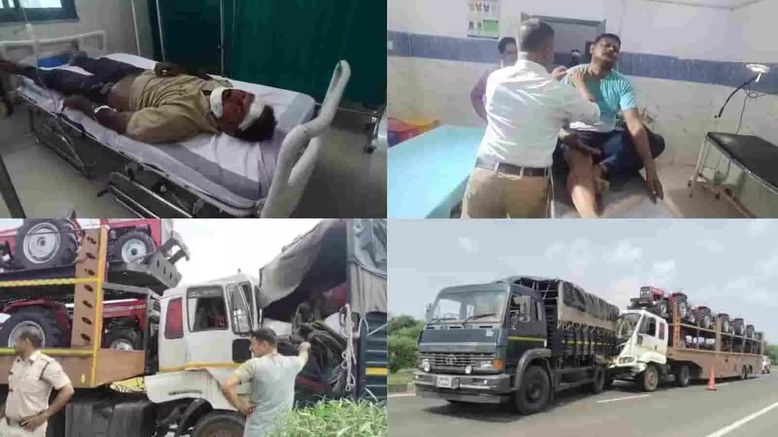 तस्वीर में नरसिंहपुर सड़क हादसे के बाद अस्पताल में घायल सीआरपीएफ जवान और हाईवे पर क्षतिग्रस्त वाहन दिख रहे हैं। तस्वीर में नरसिंहपुर सड़क हादसे के बाद अस्पताल में घायल सीआरपीएफ जवान और हाईवे पर क्षतिग्रस्त वाहन दिख रहे हैं।