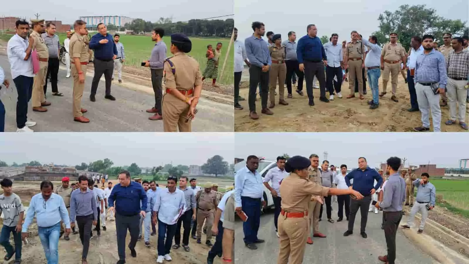 कासगंज में मोहनपुरा बाईपास सड़क निर्माण स्थल का निरीक्षण करते जिलाधिकारी और पुलिस अधिकारी। कासगंज में मोहनपुरा बाईपास सड़क निर्माण स्थल का निरीक्षण करते जिलाधिकारी और पुलिस अधिकारी।