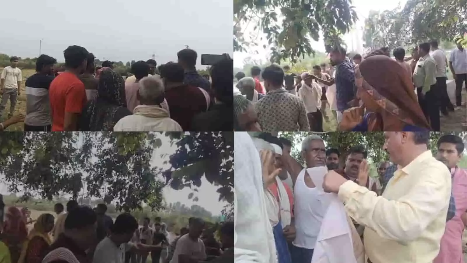 तस्वीर में कन्नौज के कनकपुर गांव में जमीन विवाद के दौरान आपस में बहस करते ग्रामीण दिख रहे हैं। तस्वीर में कन्नौज के कनकपुर गांव में जमीन विवाद के दौरान आपस में बहस करते ग्रामीण दिख रहे हैं।