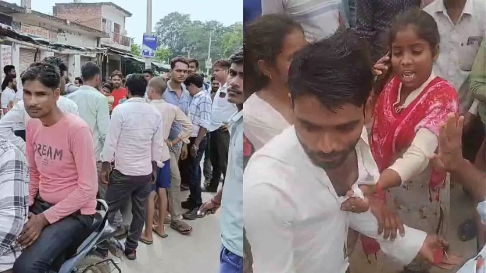 कन्नौज के ठठिया थाना क्षेत्र में सड़क मार्ग पर एकत्रित हुई लोगों की भीड़ का दृश्य। कन्नौज के ठठिया थाना क्षेत्र में सड़क मार्ग पर एकत्रित हुई लोगों की भीड़ का दृश्य।