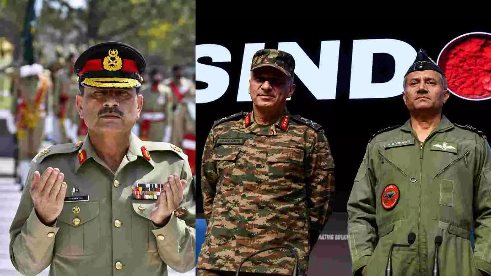 वर्दी में जनरल असीम मुनीर और भारतीय सैन्य अधिकारियों की तस्वीर। वर्दी में जनरल असीम मुनीर और भारतीय सैन्य अधिकारियों की तस्वीर।