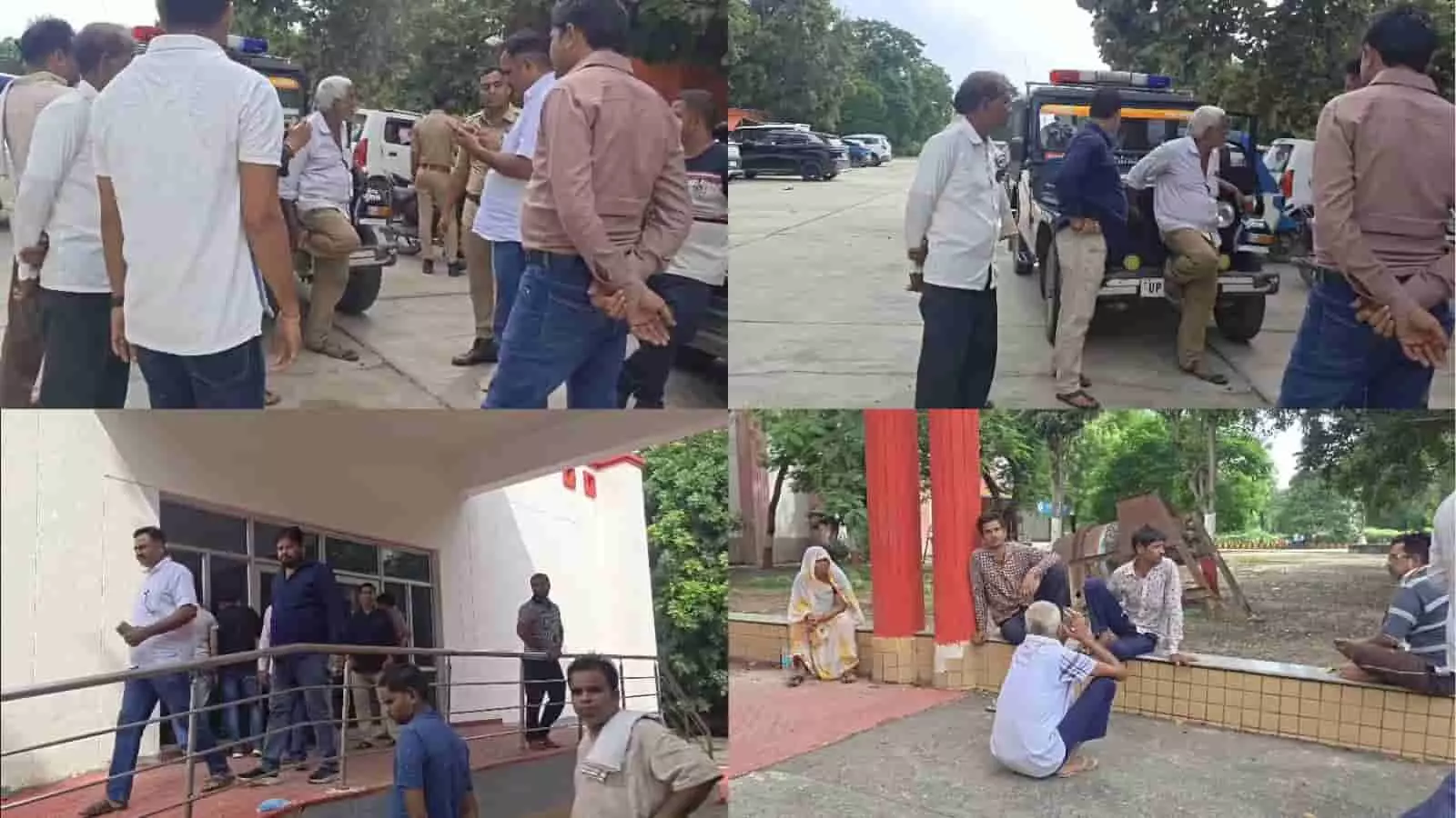राजकीय मेडिकल कॉलेज तिर्वा परिसर में खड़ी पुलिस टीम और बाहर बैठे लोग दिखे। राजकीय मेडिकल कॉलेज तिर्वा परिसर में खड़ी पुलिस टीम और बाहर बैठे लोग दिखे।