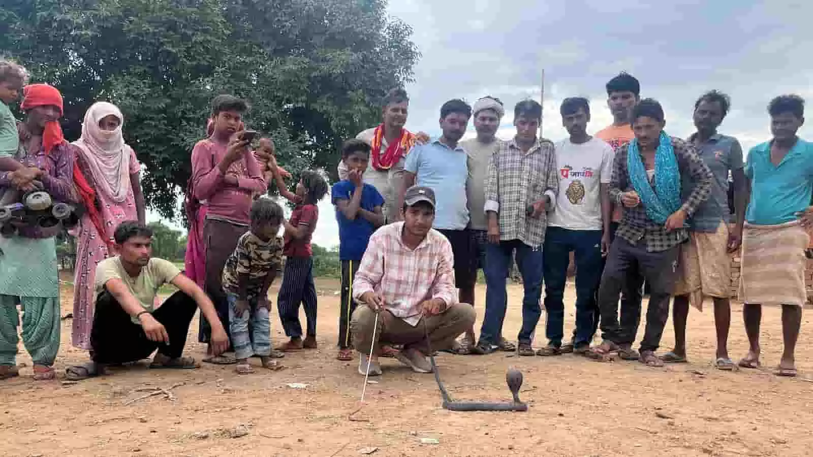 तस्वीर में सर्प मित्र रवि मीणा वजीरपुर के ग्रामीण क्षेत्र में सांप का रेस्क्यू करते हुए दिखाई दे रहे हैं। तस्वीर में सर्प मित्र रवि मीणा वजीरपुर के ग्रामीण क्षेत्र में सांप का रेस्क्यू करते हुए दिखाई दे रहे हैं।