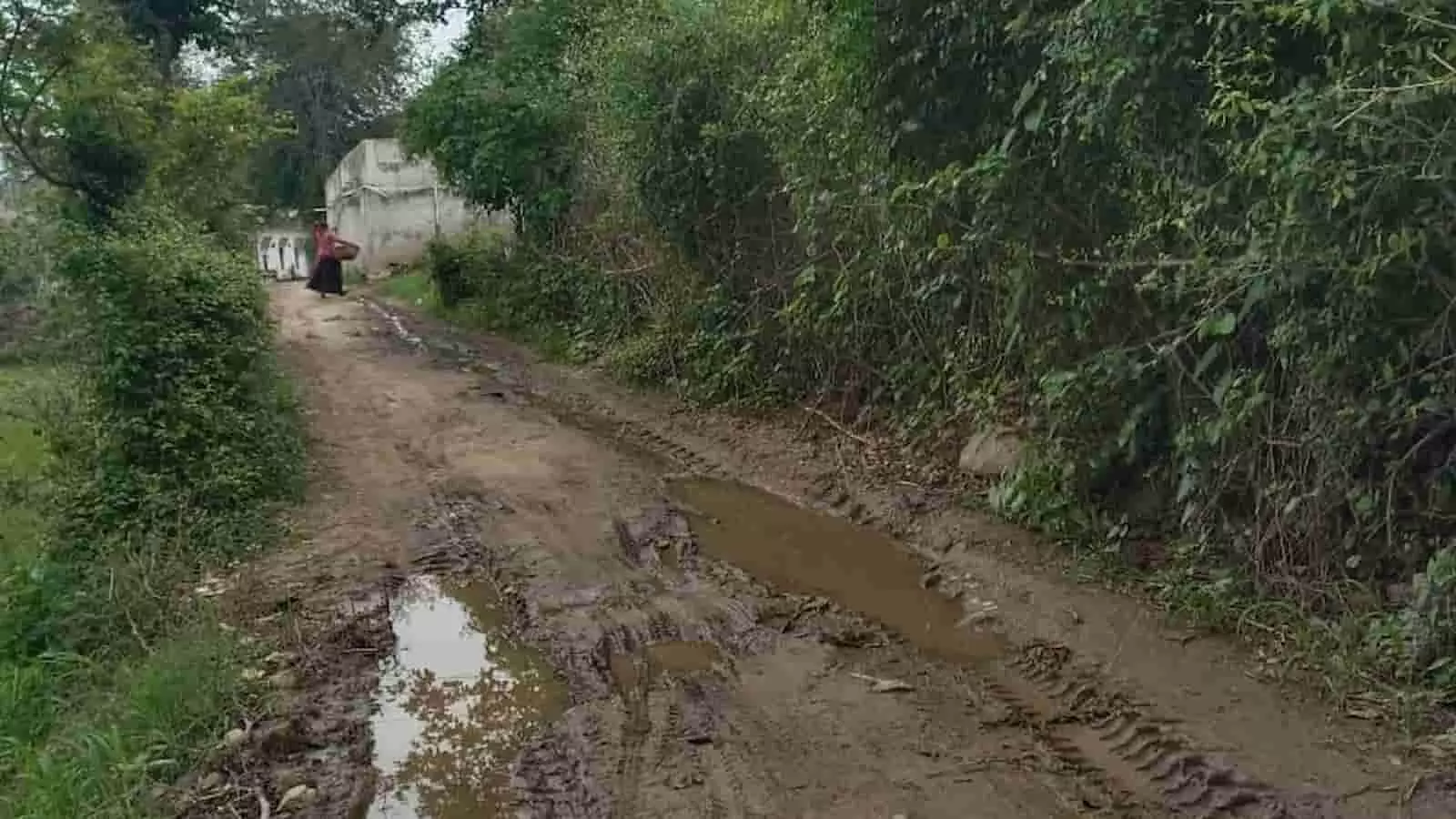 तस्वीर में उदयपुर की खेरवाड़ा तहसील में कीचड़ से भरी खराब सड़क दिख रही है। तस्वीर में उदयपुर की खेरवाड़ा तहसील में कीचड़ से भरी खराब सड़क दिख रही है।