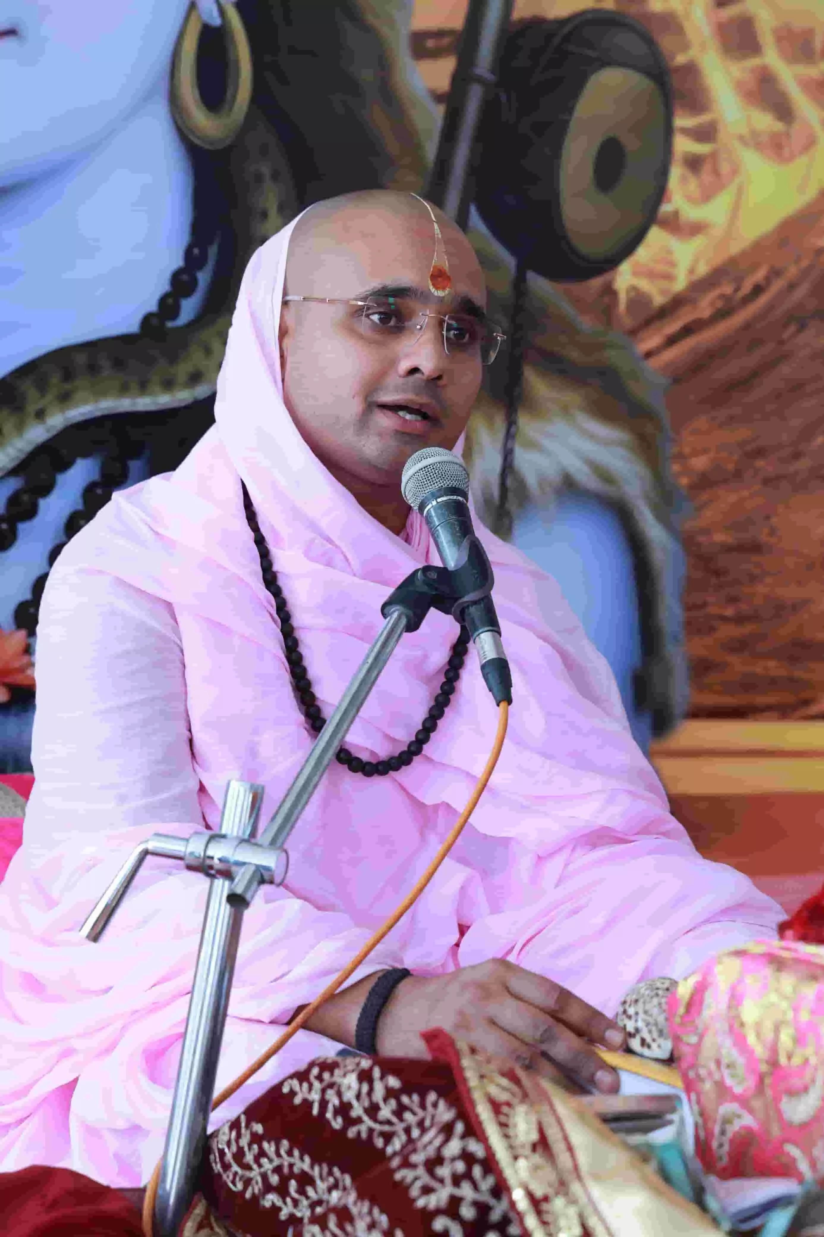 तस्वीर में गुलाबी वस्त्र पहने संत दिग्विजयराम बड़ी सादड़ी रामद्वारा में प्रवचन देते दिख रहे हैं। तस्वीर में गुलाबी वस्त्र पहने संत दिग्विजयराम बड़ी सादड़ी रामद्वारा में प्रवचन देते दिख रहे हैं।