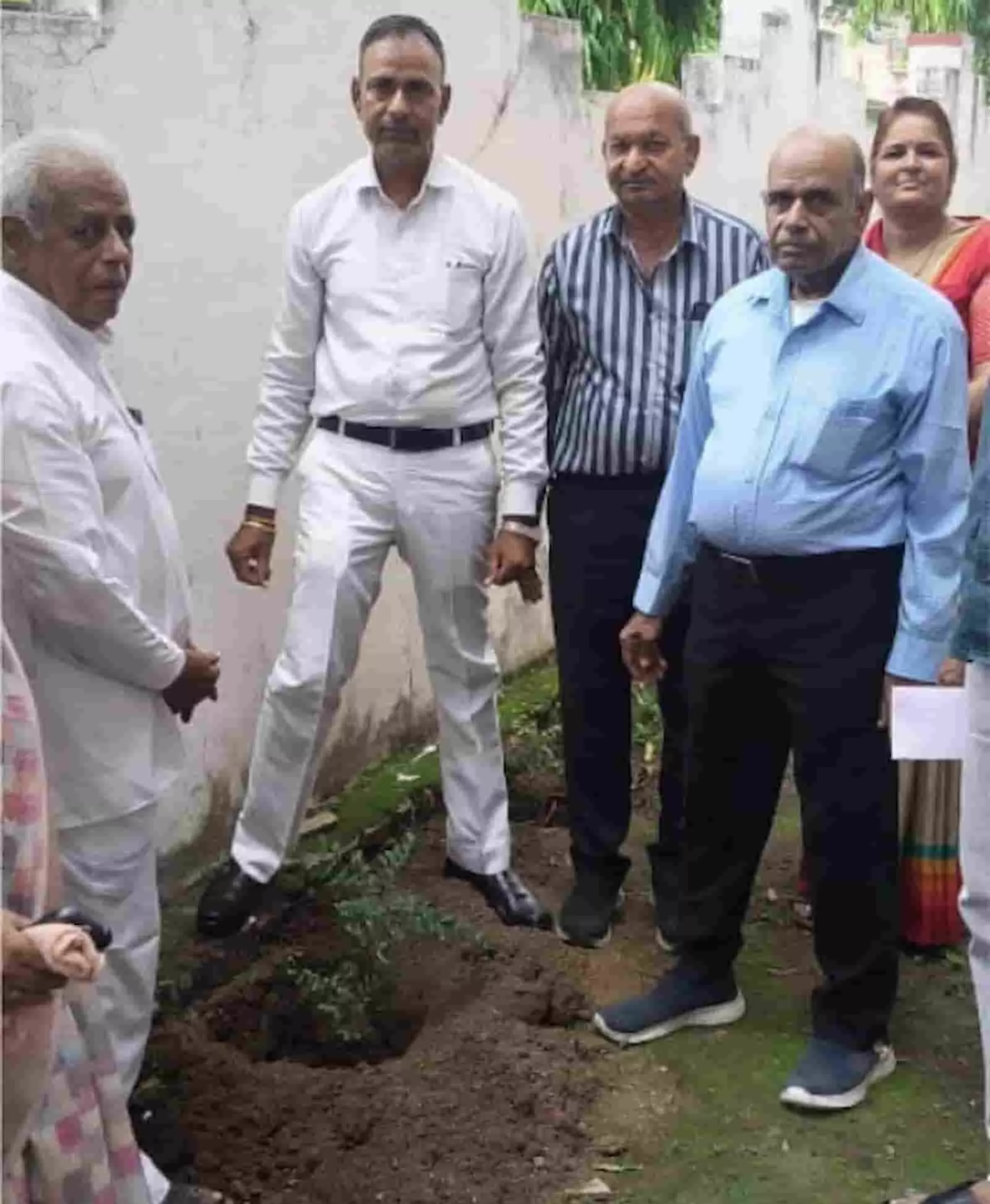 तस्वीर में कानोड़ के विद्यालय परिसर में एक छोटे पौधे के पास खड़े कई लोग दिखाई दे रहे हैं। तस्वीर में कानोड़ के विद्यालय परिसर में एक छोटे पौधे के पास खड़े कई लोग दिखाई दे रहे हैं।