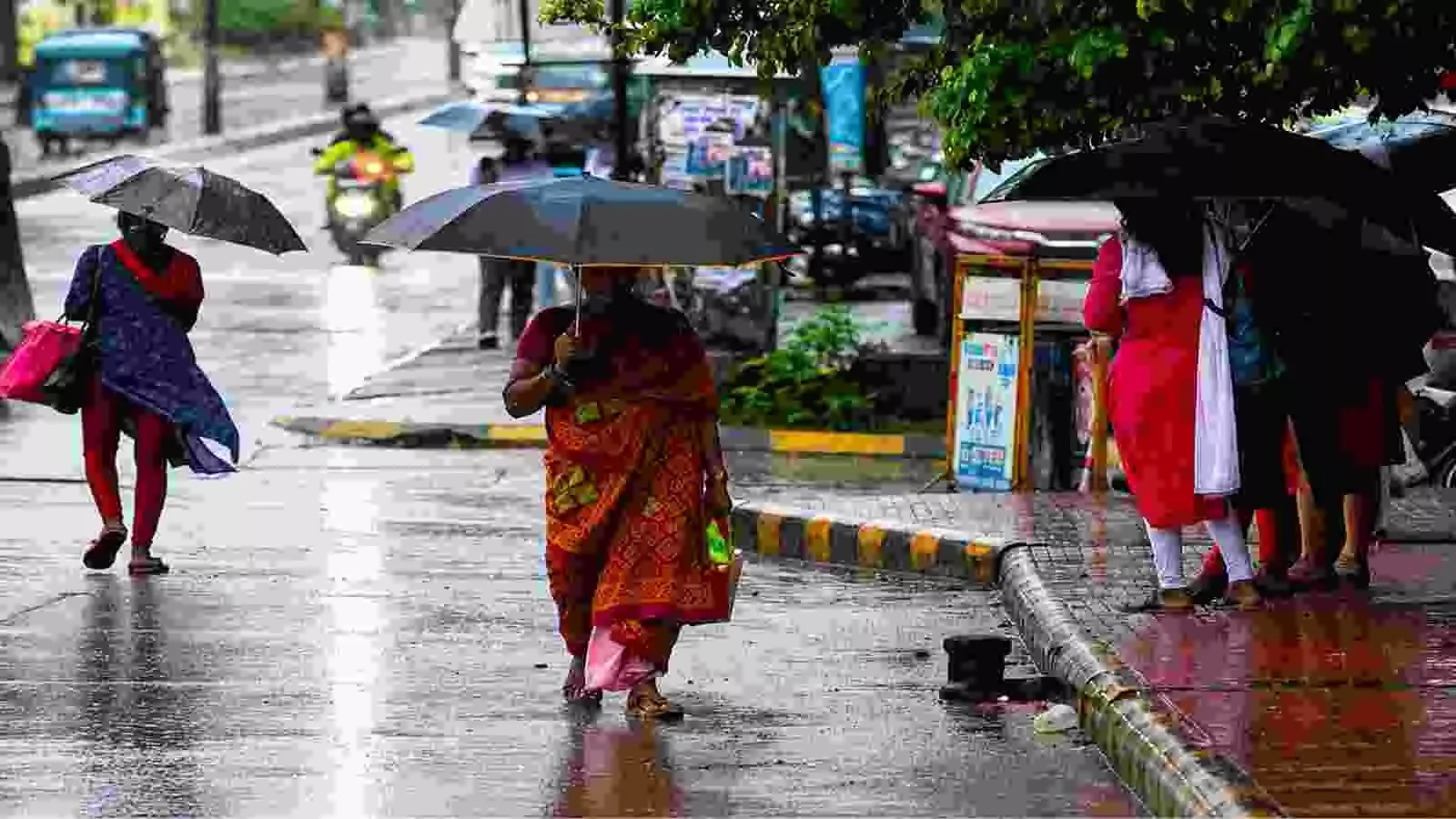 छतरियां थामे लोग केरल और तटीय कर्नाटक में भारी बारिश के दौरान सड़क पर चल रहे हैं। छतरियां थामे लोग केरल और तटीय कर्नाटक में भारी बारिश के दौरान सड़क पर चल रहे हैं।