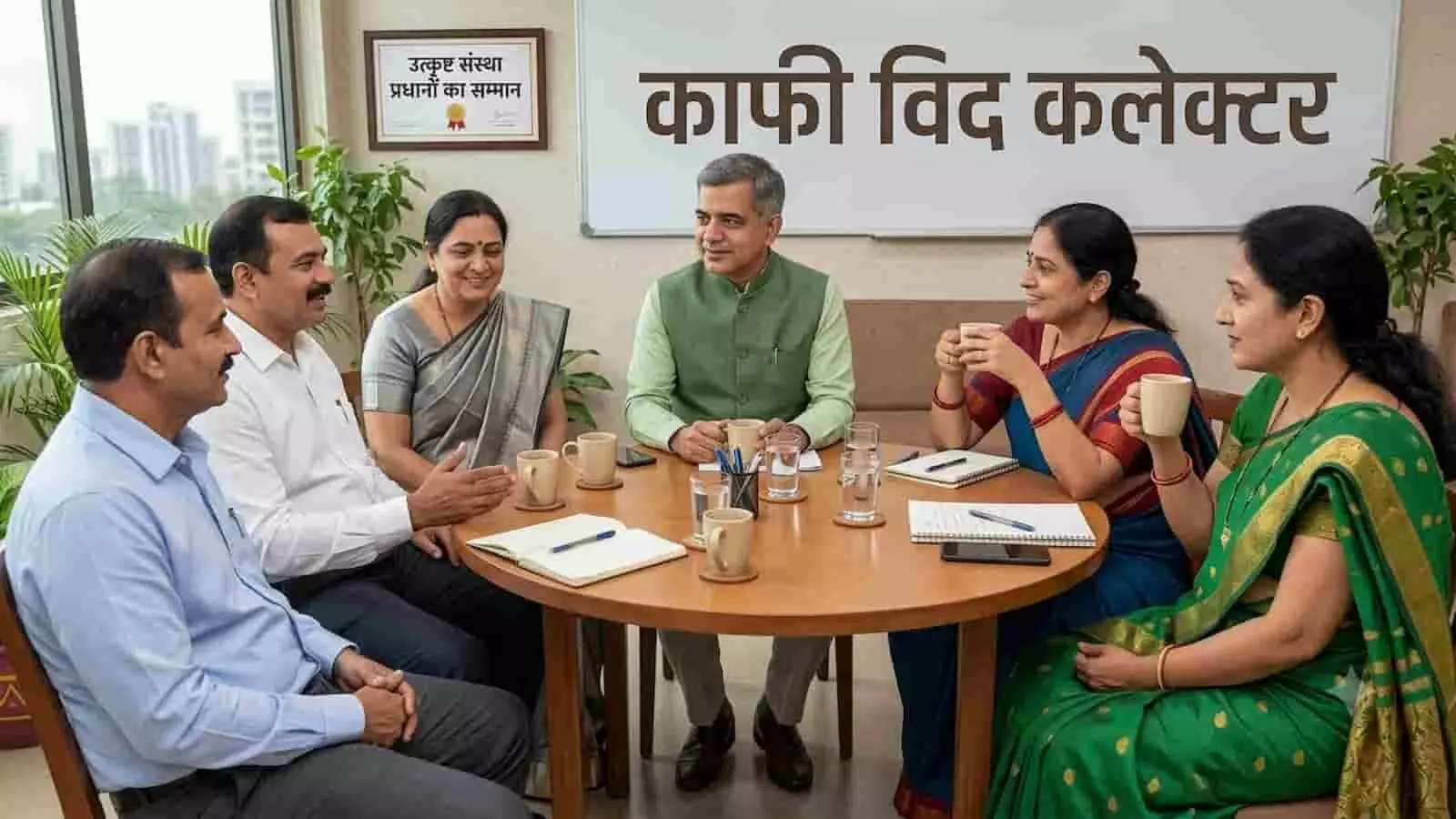 तस्वीर में दिख रही एक गोल मेज पर बैठे लोग कलेक्ट्रेट सभागार में चर्चा कर रहे हैं। यह तस्वीर काल्पनिक है और एआई द्वारा केवल संदर्भ के लिए बनाई गई है। तस्वीर में दिख रही एक गोल मेज पर बैठे लोग कलेक्ट्रेट सभागार में चर्चा कर रहे हैं। यह तस्वीर काल्पनिक है और एआई द्वारा केवल संदर्भ के लिए बनाई गई है।