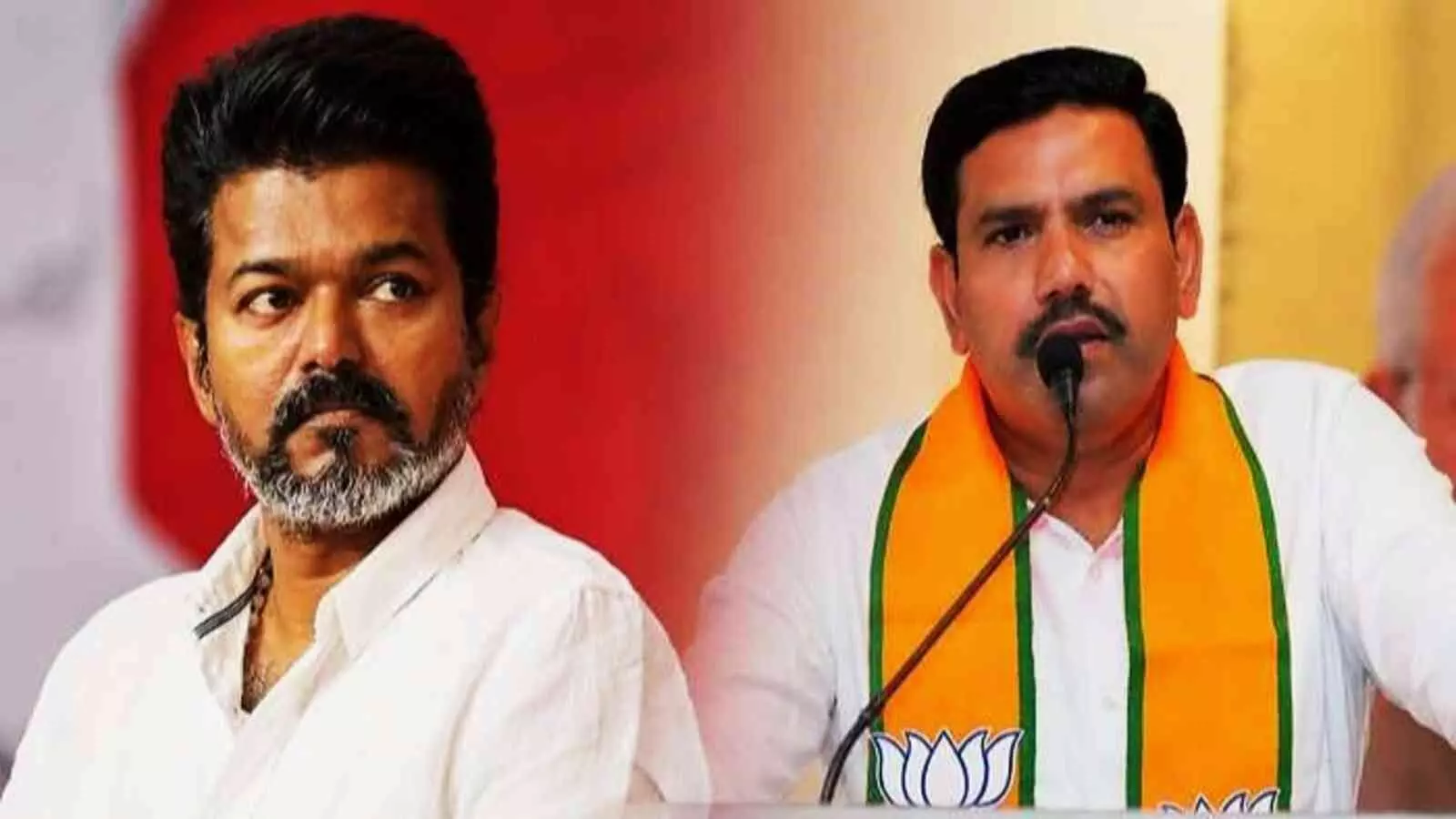 बी. वाई. विजयेंद्र और थलपति विजय का सांकेतिक चित्र कावेरी जल विवाद के संदर्भ में। बी. वाई. विजयेंद्र और थलपति विजय का सांकेतिक चित्र कावेरी जल विवाद के संदर्भ में।
