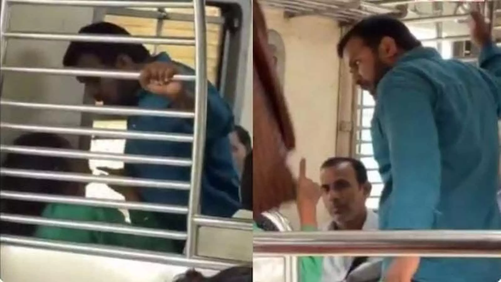 मुंबई लोकल ट्रेन के डिब्बे में एक व्यक्ति यात्रियों के बीच खड़ा हुआ दिखाई दे रहा है। मुंबई लोकल ट्रेन के डिब्बे में एक व्यक्ति यात्रियों के बीच खड़ा हुआ दिखाई दे रहा है।