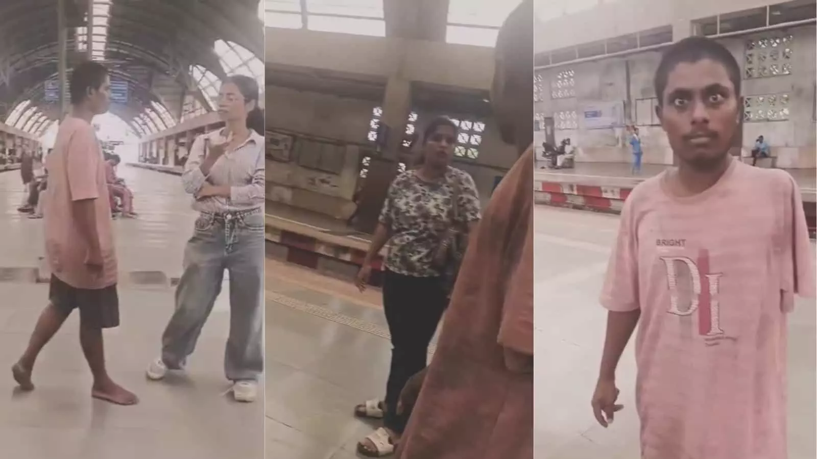 कोपरखैरने रेलवे स्टेशन के प्लेटफॉर्म पर खड़ा संदिग्ध व्यक्ति और महिला यात्री। कोपरखैरने रेलवे स्टेशन के प्लेटफॉर्म पर खड़ा संदिग्ध व्यक्ति और महिला यात्री।