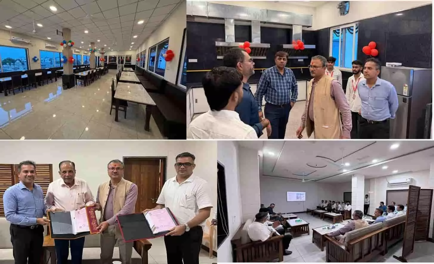 वडोदरा रेलवे स्टेशन पर नवनिर्मित डाइनिंग हॉल और अधिकारियों की समीक्षा बैठक दिख रही है। वडोदरा रेलवे स्टेशन पर नवनिर्मित डाइनिंग हॉल और अधिकारियों की समीक्षा बैठक दिख रही है।