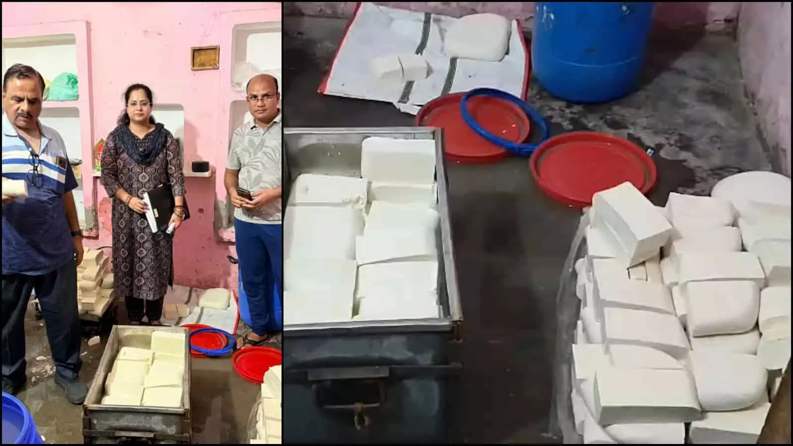 खाद्य सुरक्षा अधिकारियों द्वारा कासगंज की डेयरी में जब्त किए गए पनीर की जांच की जा रही है। खाद्य सुरक्षा अधिकारियों द्वारा कासगंज की डेयरी में जब्त किए गए पनीर की जांच की जा रही है।