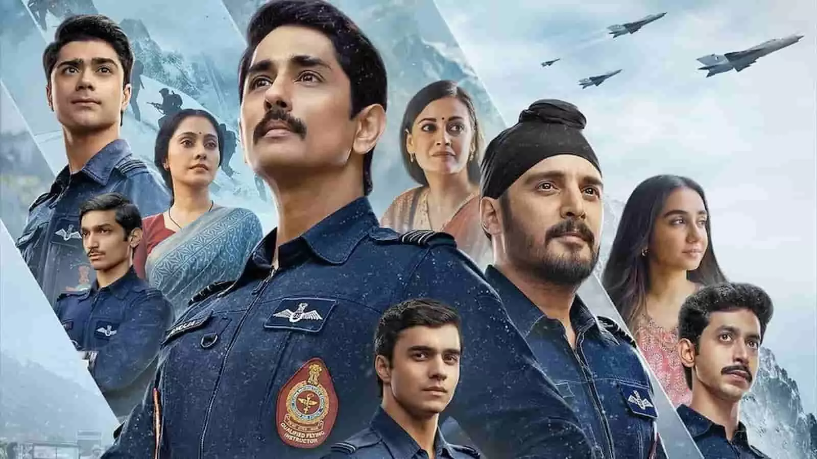 तस्वीर में भारतीय वायुसेना की वर्दी में कलाकार और पृष्ठभूमि में फाइटर जेट दिख रहे हैं। तस्वीर में भारतीय वायुसेना की वर्दी में कलाकार और पृष्ठभूमि में फाइटर जेट दिख रहे हैं।