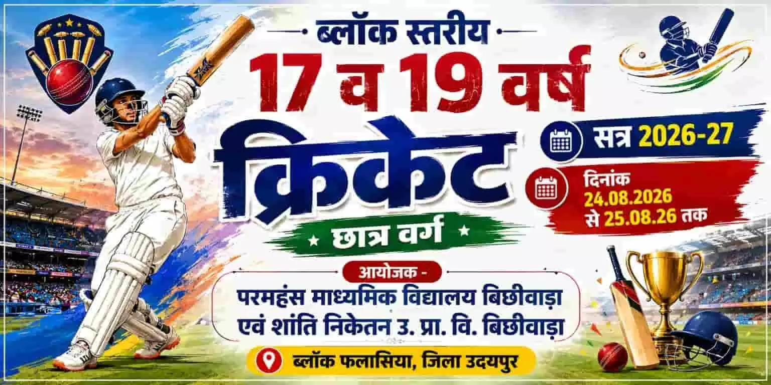 तस्वीर में क्रिकेट खिलाड़ी, बल्ला, गेंद और प्रतियोगिता का पोस्टर दिखाई दे रहा है। तस्वीर में क्रिकेट खिलाड़ी, बल्ला, गेंद और प्रतियोगिता का पोस्टर दिखाई दे रहा है।