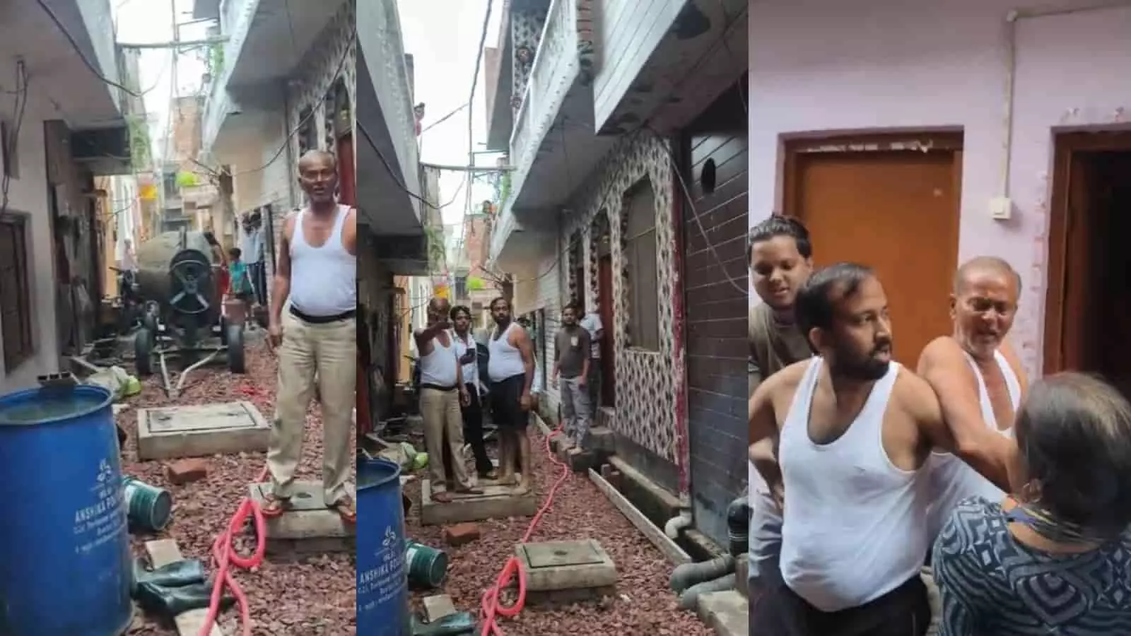एटा के अशोक नगर में सड़क निर्माण को लेकर हुए विवाद के दौरान लोगों की भीड़ दिखाई दे रही है। एटा के अशोक नगर में सड़क निर्माण को लेकर हुए विवाद के दौरान लोगों की भीड़ दिखाई दे रही है।