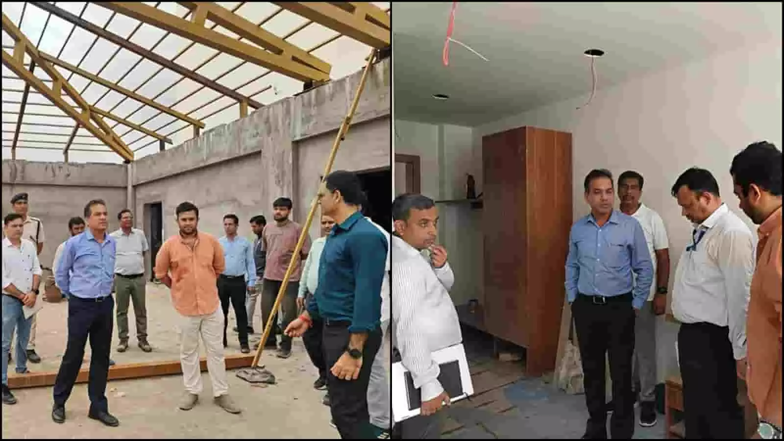 तस्वीर में अधिकारी एकतानगर में निर्माणाधीन आईआरसीटीसी बजट होटल के निर्माण कार्य का निरीक्षण कर रहे हैं। तस्वीर में अधिकारी एकतानगर में निर्माणाधीन आईआरसीटीसी बजट होटल के निर्माण कार्य का निरीक्षण कर रहे हैं।