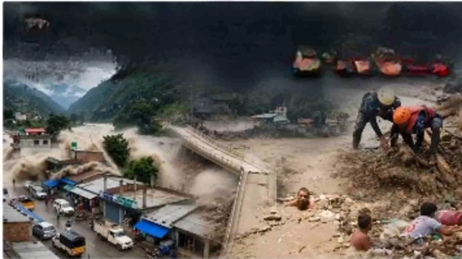 बाढ़ और भूस्खलन से प्रभावित नेपाल के क्षेत्रों में राहत दल द्वारा चलाया जा रहा सर्च एंड रेस्क्यू ऑपरेशन। बाढ़ और भूस्खलन से प्रभावित नेपाल के क्षेत्रों में राहत दल द्वारा चलाया जा रहा सर्च एंड रेस्क्यू ऑपरेशन।