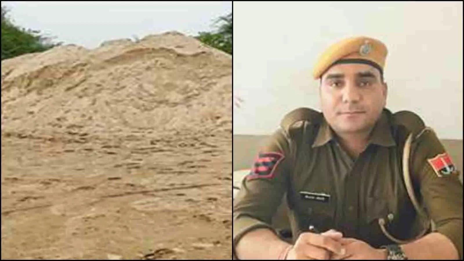 तस्वीर में अवैध बजरी का ढेर और पुलिस अधिकारी सवाई माधोपुर में दिखाई दे रहे हैं। तस्वीर में अवैध बजरी का ढेर और पुलिस अधिकारी सवाई माधोपुर में दिखाई दे रहे हैं।