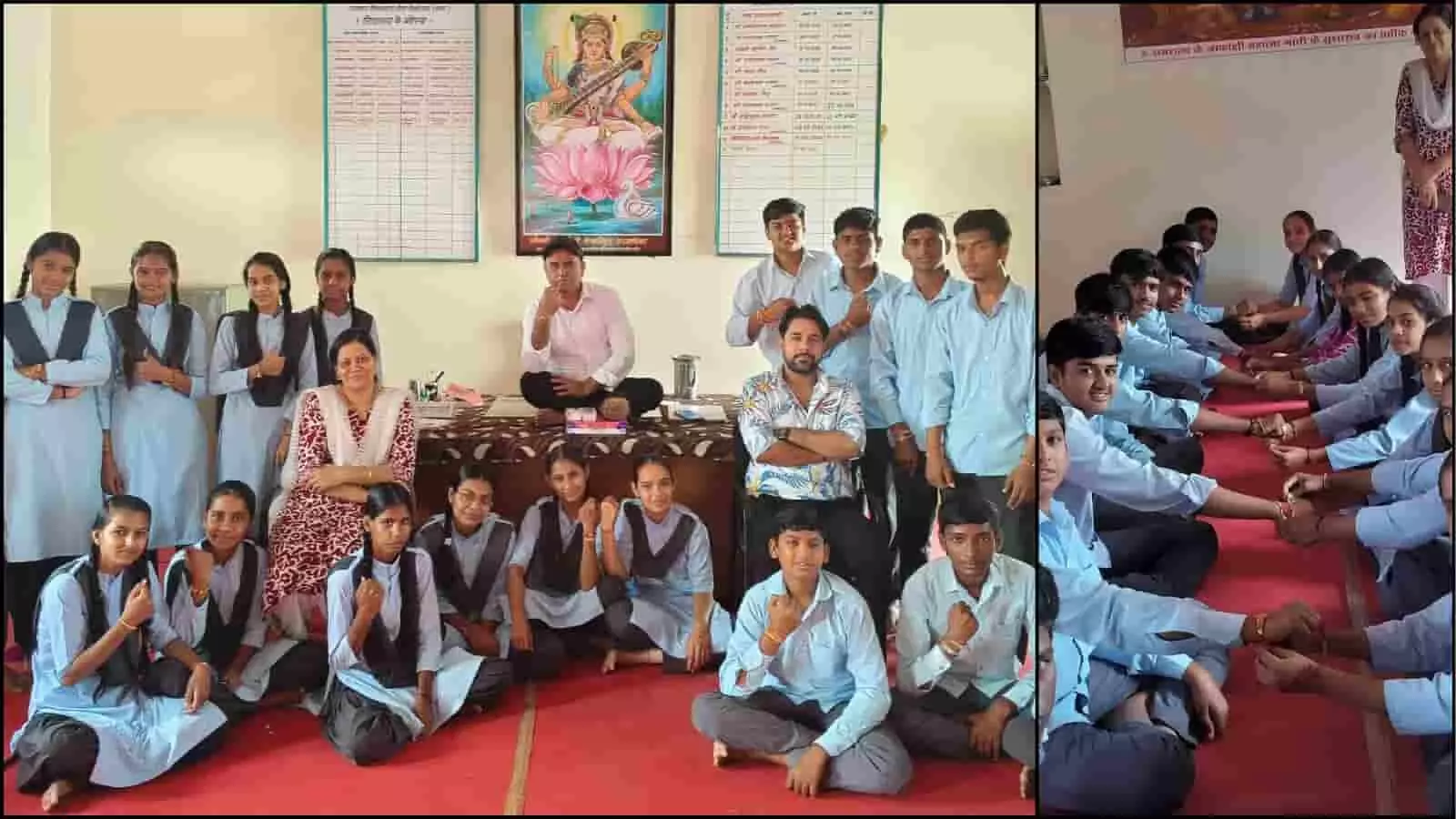तस्वीर में बडोली माधोसिंह विद्यालय की छात्राएं सहपाठियों को राखी बांधती नजर आ रही हैं। तस्वीर में बडोली माधोसिंह विद्यालय की छात्राएं सहपाठियों को राखी बांधती नजर आ रही हैं।