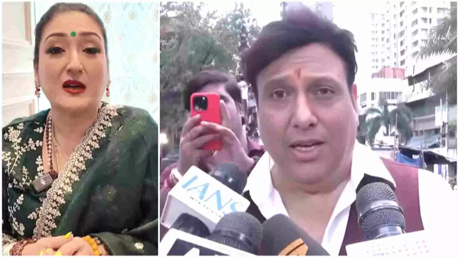 अभिनेता गोविंदा और सुनीता आहूजा के बीच चल रहे पारिवारिक विवाद के संदर्भ में दोनों की तस्वीरें नजर आ रही हैं।