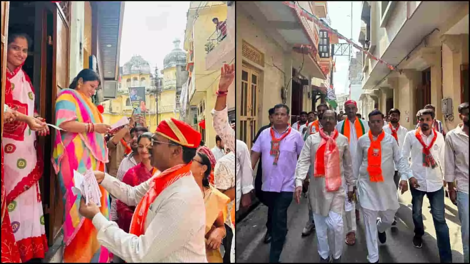 तस्वीर में सांसद और भाजपा कार्यकर्ता सलूंबर के वार्डों में जनसंपर्क करते दिख रहे हैं। तस्वीर में सांसद और भाजपा कार्यकर्ता सलूंबर के वार्डों में जनसंपर्क करते दिख रहे हैं।
