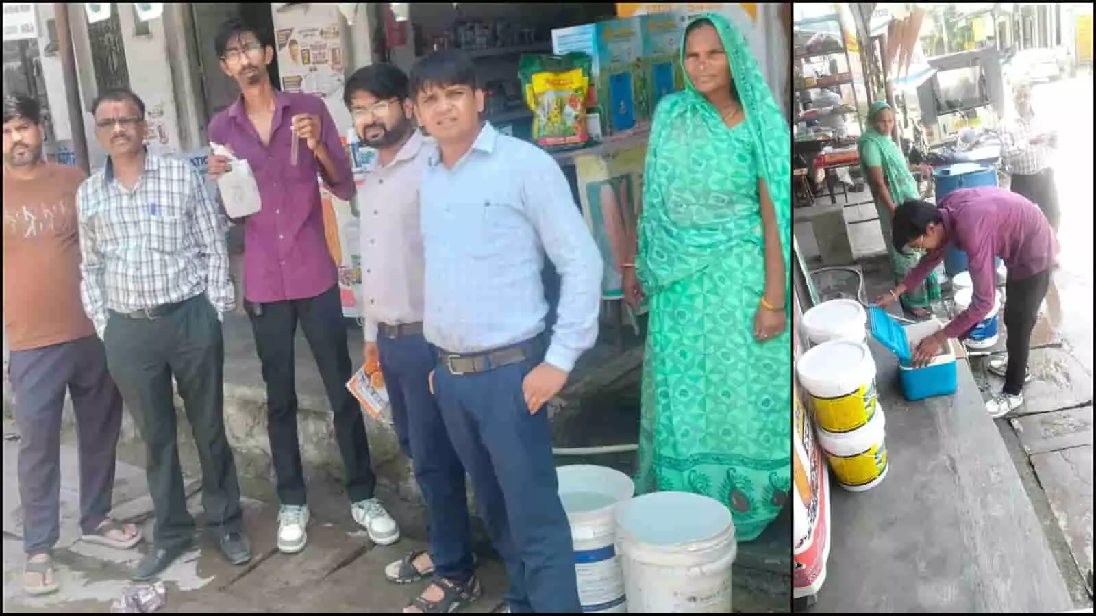 तस्वीर में आकोला क्षेत्र में पानी के नमूने एकत्र करती पीएचईडी टीम और स्थानीय निवासी दिख रहे हैं। तस्वीर में आकोला क्षेत्र में पानी के नमूने एकत्र करती पीएचईडी टीम और स्थानीय निवासी दिख रहे हैं।