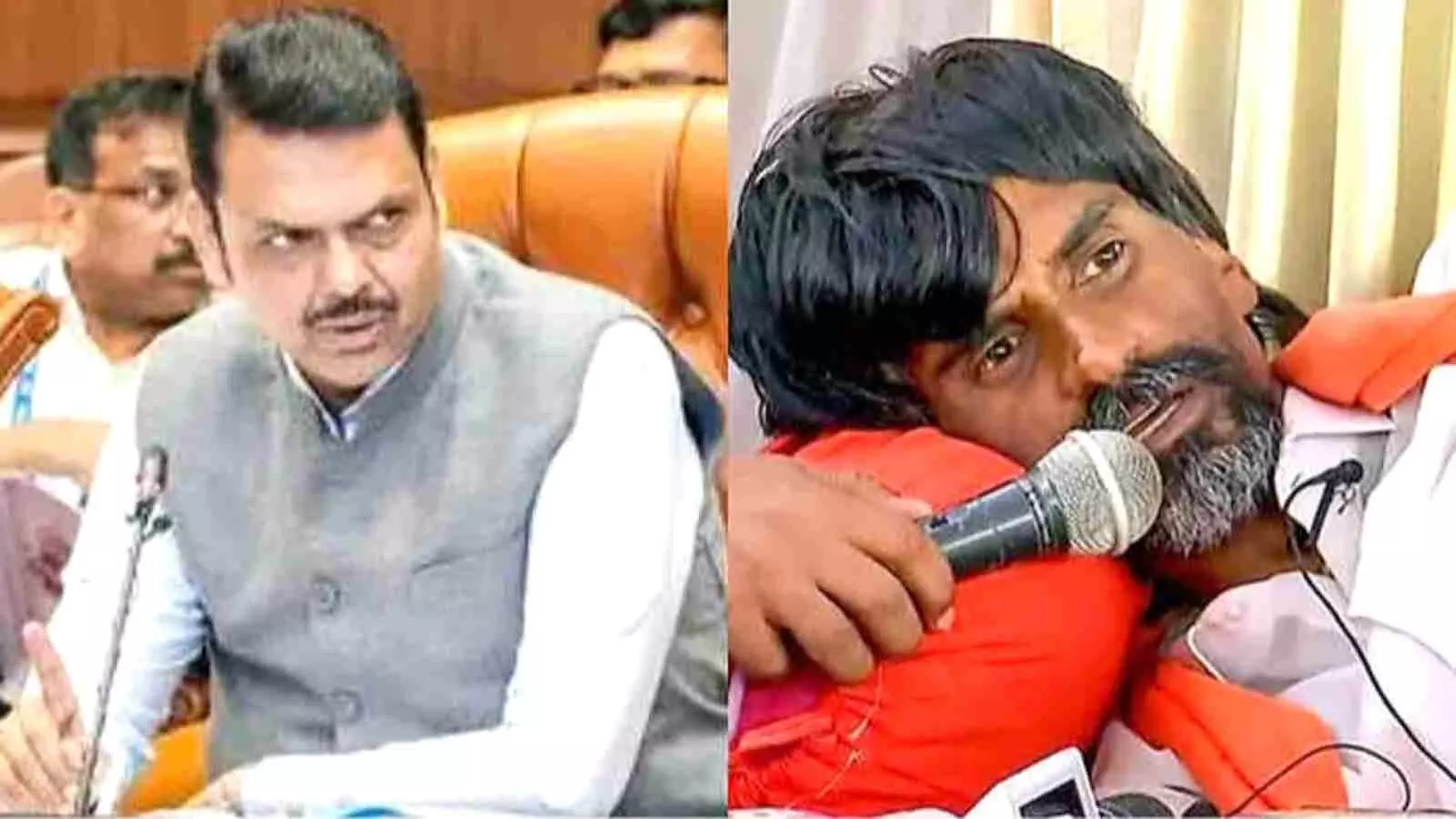 महाराष्ट्र के मुख्यमंत्री देवेंद्र फडणवीस और मराठा आरक्षण आंदोलनकारी मनोज जरांगे। महाराष्ट्र के मुख्यमंत्री देवेंद्र फडणवीस और मराठा आरक्षण आंदोलनकारी मनोज जरांगे।