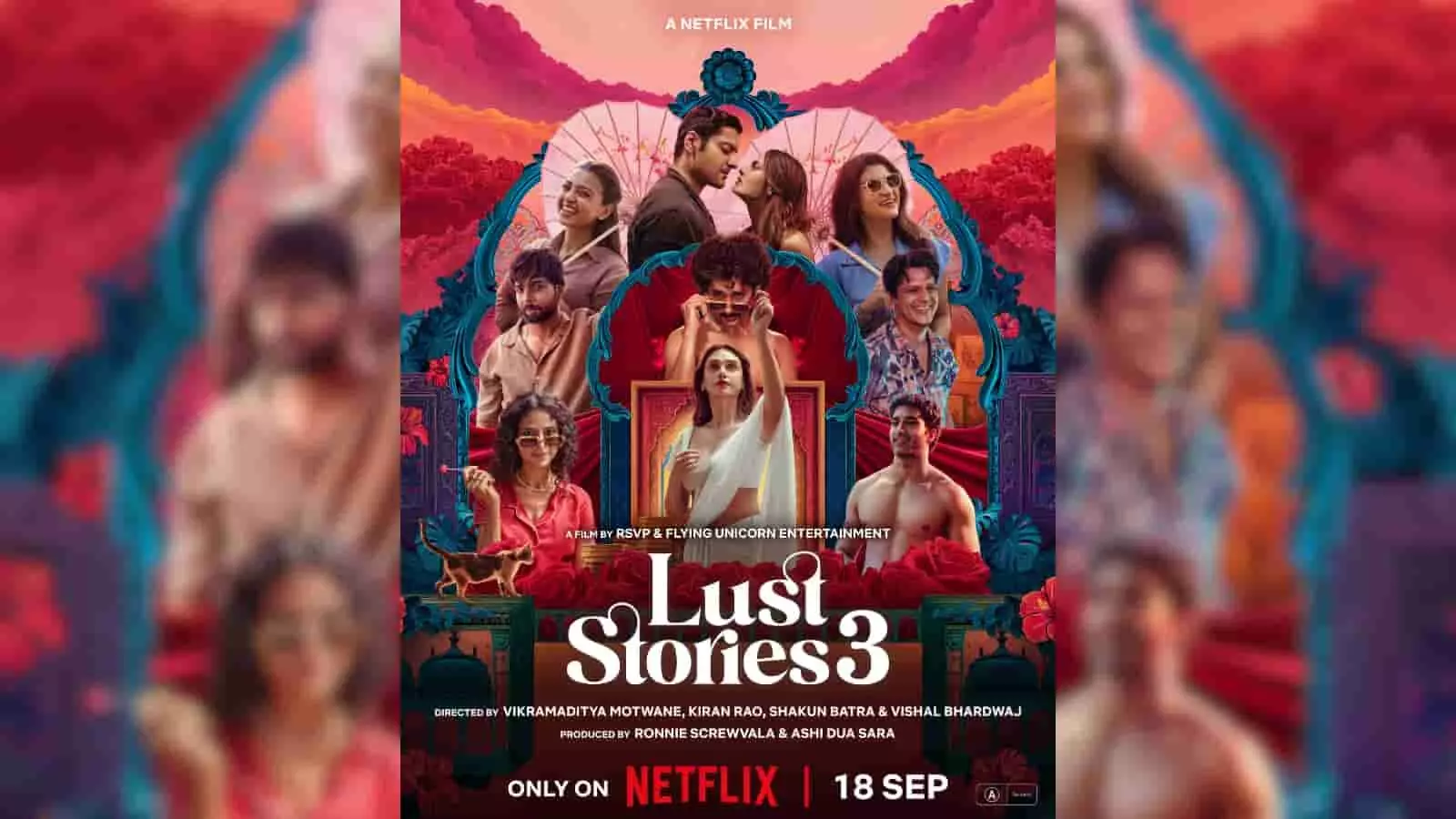 तस्वीर में नेटफ्लिक्स की सीरीज Lust Stories 3 का पोस्टर दिखाई दे रहा है जिसमें कलाकार नजर आ रहे हैं। तस्वीर में नेटफ्लिक्स की सीरीज Lust Stories 3 का पोस्टर दिखाई दे रहा है जिसमें कलाकार नजर आ रहे हैं।