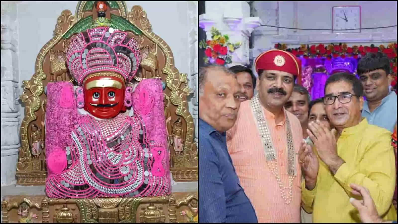 तस्वीर में मीरा रोड के मंदिर में भैरव देव की अंगरचना और कार्यक्रम में मौजूद अतिथि दिख रहे हैं। तस्वीर में मीरा रोड के मंदिर में भैरव देव की अंगरचना और कार्यक्रम में मौजूद अतिथि दिख रहे हैं।