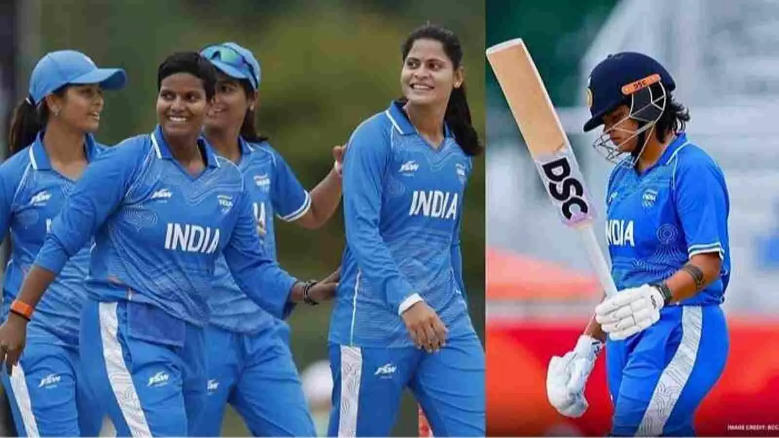 मैदान पर खेल रही भारतीय महिला क्रिकेट टीम जापान में एशियाई खेल के सेमीफाइनल मुकाबले के दौरान नजर आ रही है।