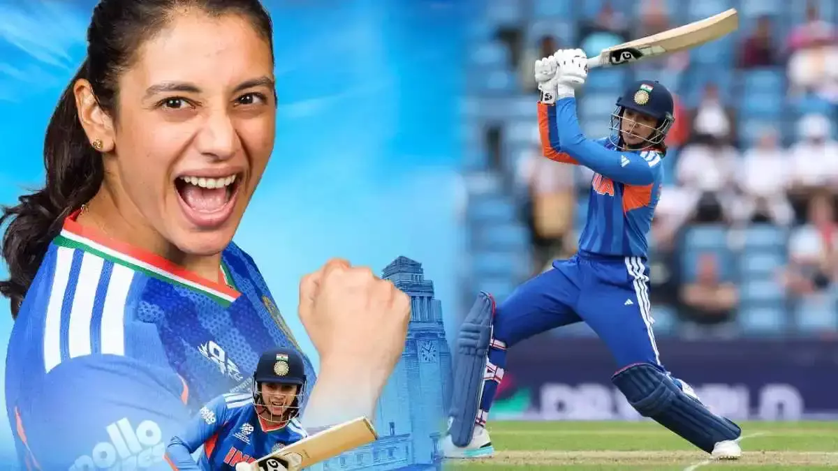 तस्वीर में दिख रही भारतीय क्रिकेटर स्मृति मंधाना मैदान पर क्रिकेट शॉट खेलती हुई नजर आ रही हैं। तस्वीर में दिख रही भारतीय क्रिकेटर स्मृति मंधाना मैदान पर क्रिकेट शॉट खेलती हुई नजर आ रही हैं।