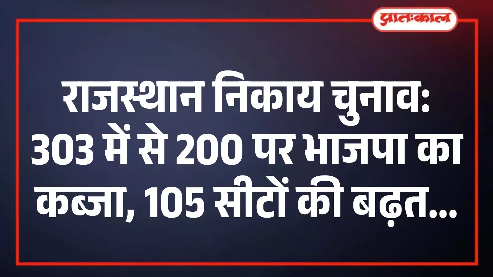 राजस्थान निकाय चुनाव: 303 में से 200 पर भाजपा का कब्जा, 105 सीटों की बढ़त राजस्थान निकाय चुनाव: 303 में से 200 पर भाजपा का कब्जा, 105 सीटों की बढ़त