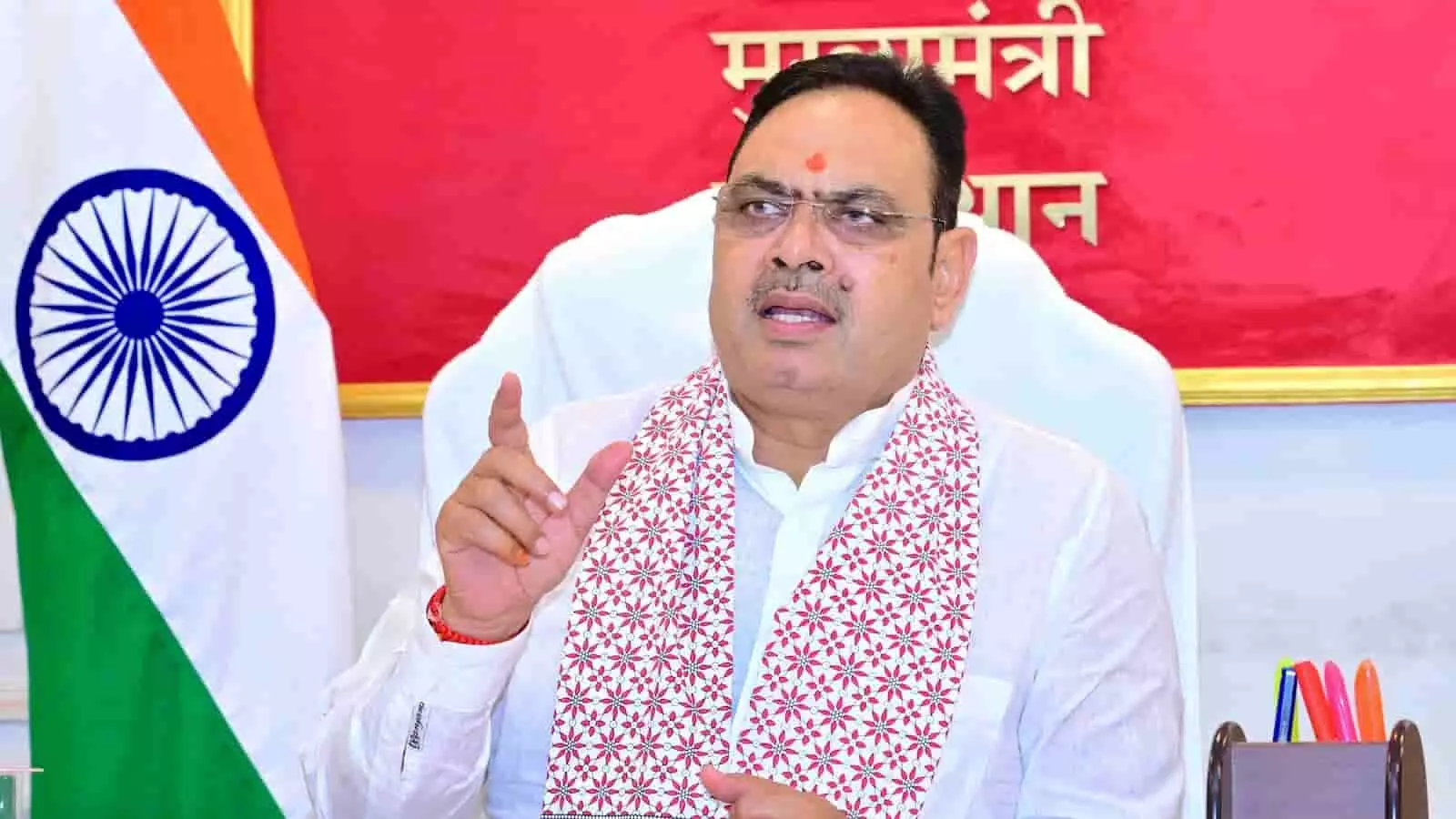 तस्वीर में मुख्यमंत्री भजनलाल शर्मा मीडिया से बातचीत करते हुए दिखाई दे रहे हैं। तस्वीर में मुख्यमंत्री भजनलाल शर्मा मीडिया से बातचीत करते हुए दिखाई दे रहे हैं।