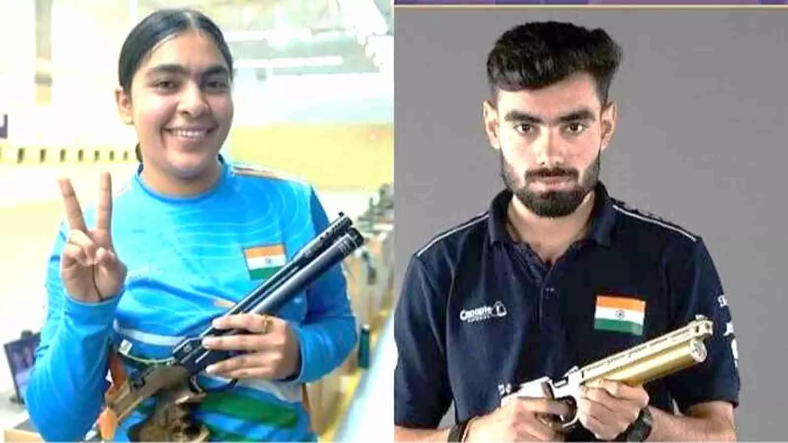 बाएं से सुरुचि सिंह और दाएं से कमलजीत सिंह एशियन गेम्स 2026 में 10 मीटर एयर पिस्टल मिक्स्ड टीम स्पर्धा में स्वर्ण पदक जीतने के बाद नजर आ रहे हैं। बाएं से सुरुचि सिंह और दाएं से कमलजीत सिंह एशियन गेम्स 2026 में 10 मीटर एयर पिस्टल मिक्स्ड टीम स्पर्धा में स्वर्ण पदक जीतने के बाद नजर आ रहे हैं।