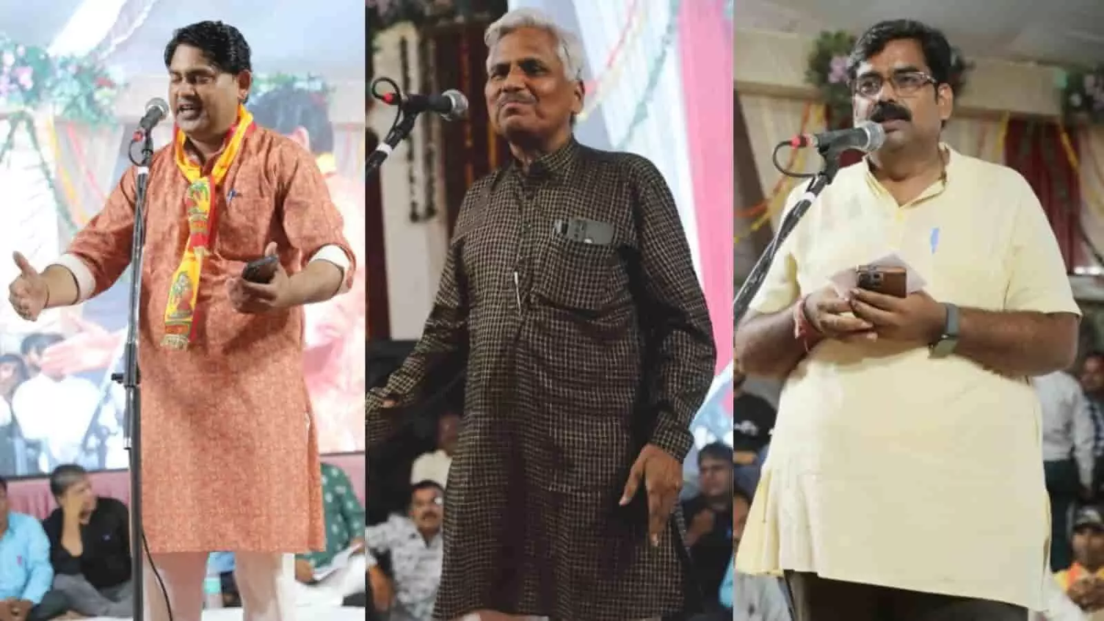 तस्वीर में ऐतिहासिक डोल मेले के मंच पर माइक के सामने खड़े होकर अपनी रचनाएं सुनाते हुए कवि दिखाई दे रहे हैं। तस्वीर में ऐतिहासिक डोल मेले के मंच पर माइक के सामने खड़े होकर अपनी रचनाएं सुनाते हुए कवि दिखाई दे रहे हैं।