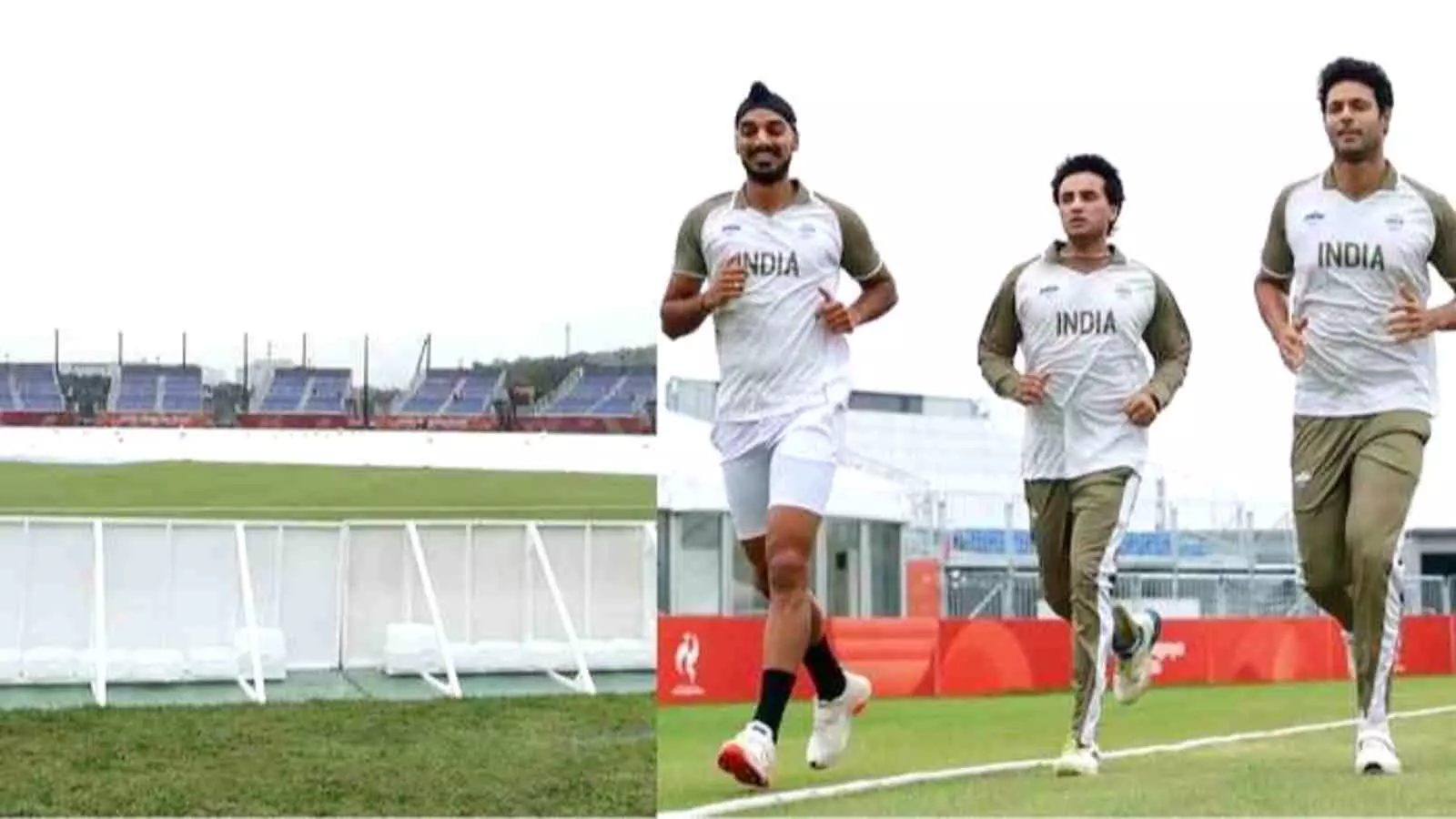 एशियाई खेलों के अभ्यास सत्र के दौरान मैदान पर दौड़ लगाते हुए भारतीय क्रिकेट खिलाड़ी एशियाई खेलों के अभ्यास सत्र के दौरान मैदान पर दौड़ लगाते हुए भारतीय क्रिकेट खिलाड़ी