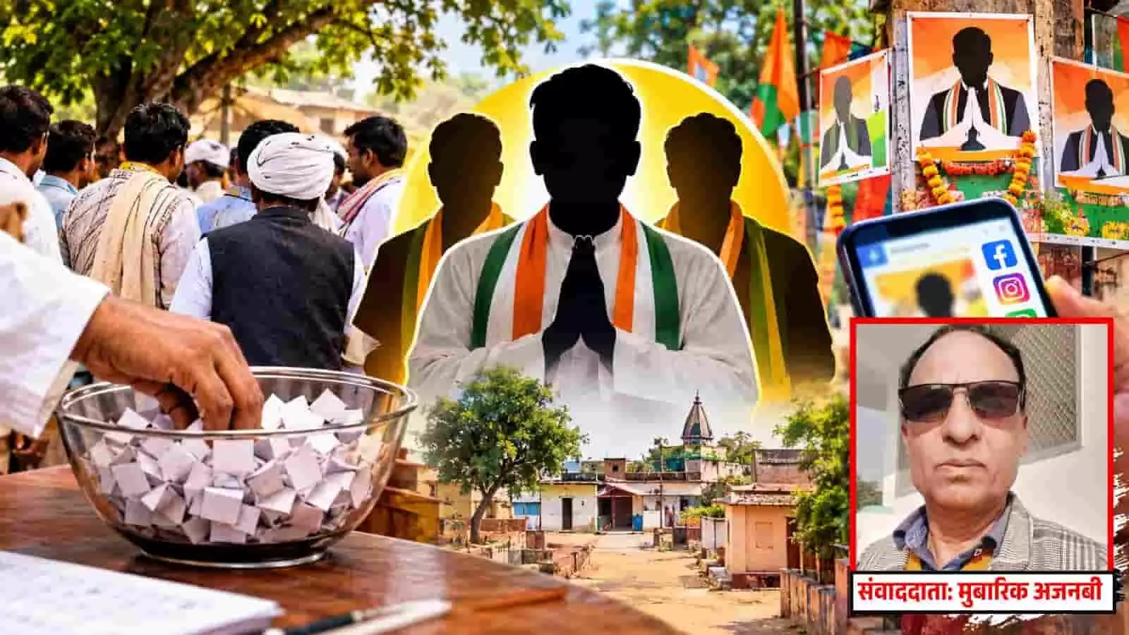 तस्वीर में पर्चियों से भरे कांच के कटोरे के साथ पंचायती राज चुनाव का प्रचार दिखाया गया है। तस्वीर में पर्चियों से भरे कांच के कटोरे के साथ पंचायती राज चुनाव का प्रचार दिखाया गया है।