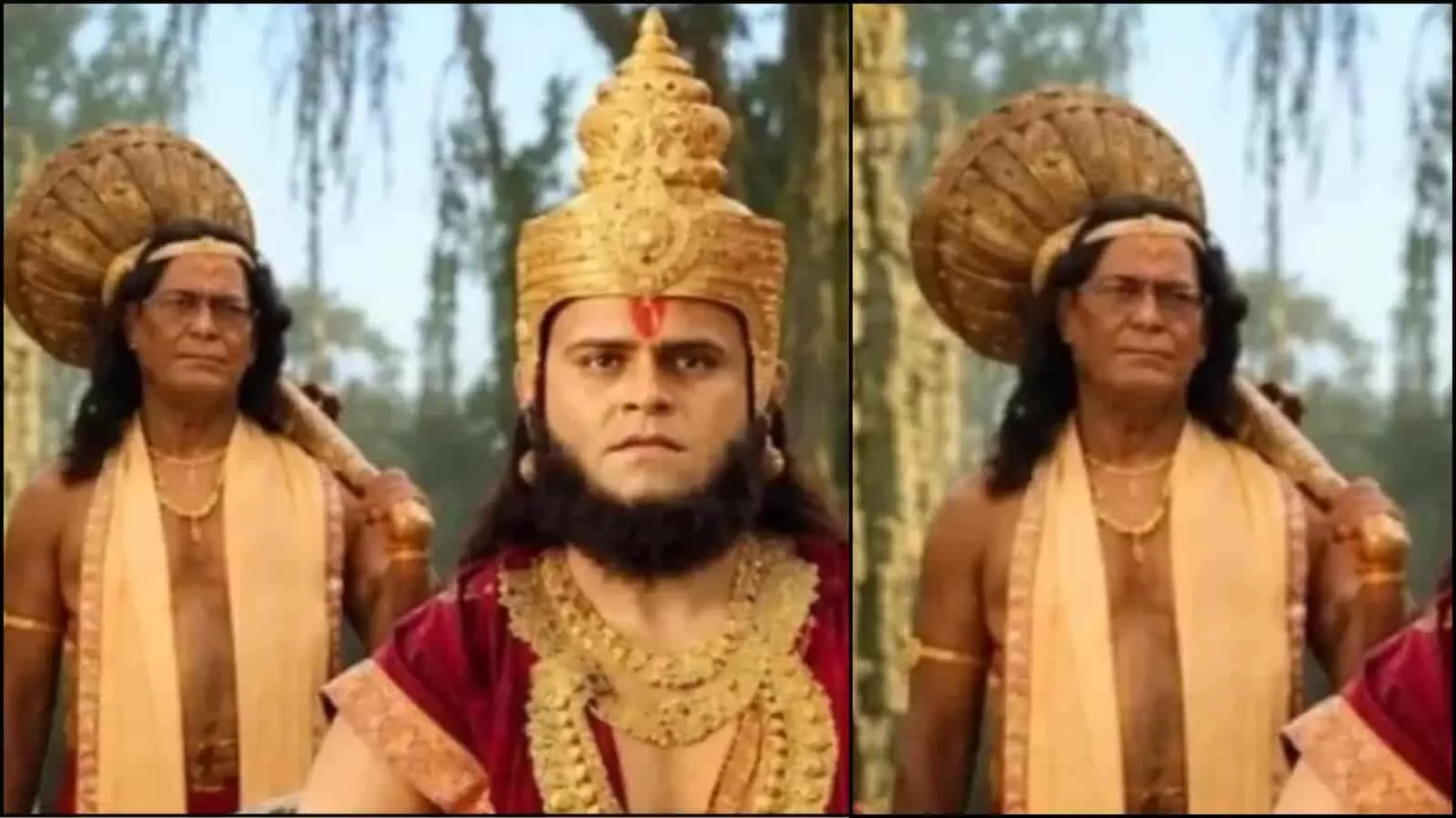 तस्वीर में फिल्म महाकाव्य श्री रामायण कथा के पात्र और चश्मा पहने वानर सेना का सदस्य दिख रहा है। तस्वीर में फिल्म महाकाव्य श्री रामायण कथा के पात्र और चश्मा पहने वानर सेना का सदस्य दिख रहा है।