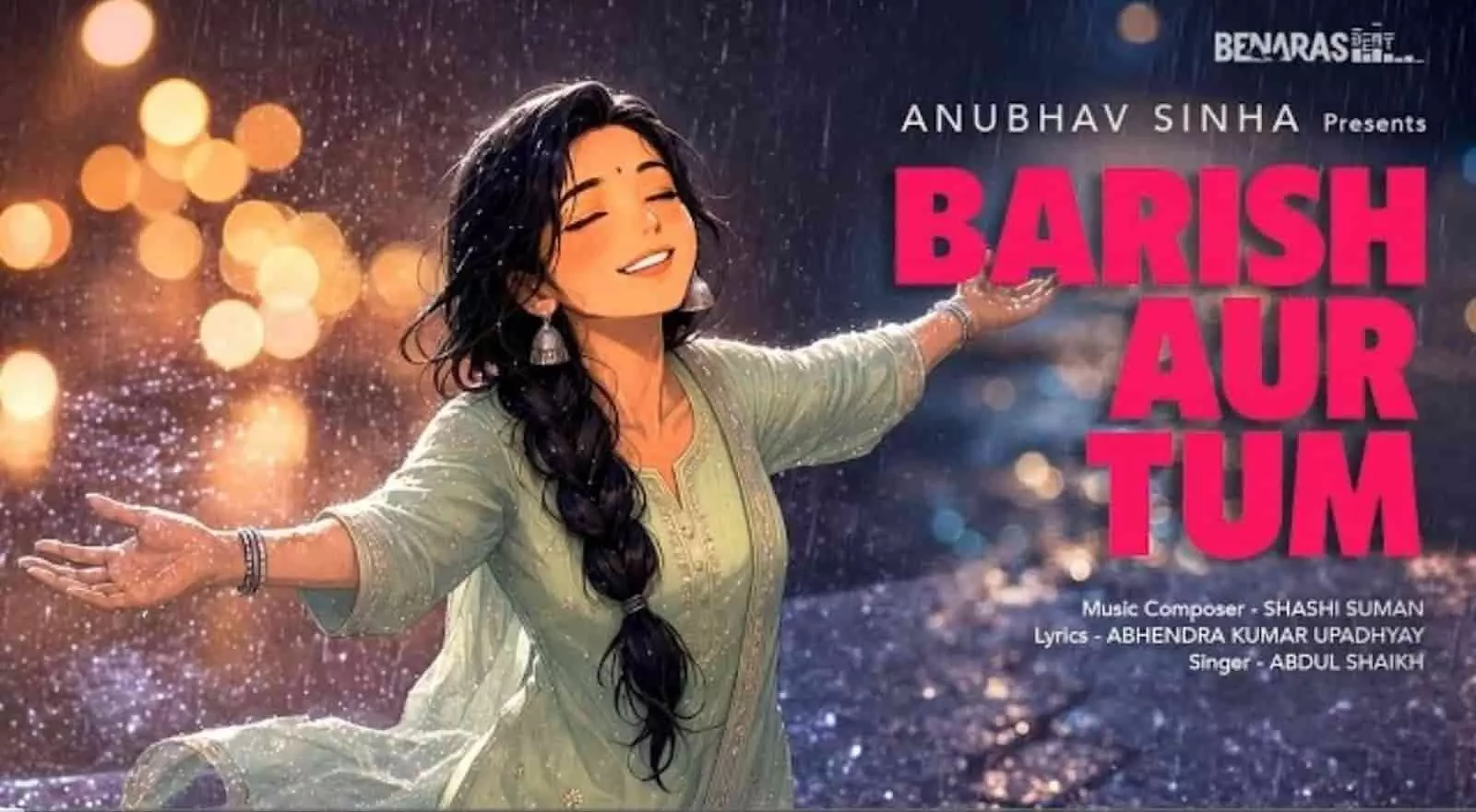 तस्वीर में हरी पोशाक पहने एक एनिमेटेड लड़की बारिश में हाथ फैलाए मुस्कुराती दिख रही है। तस्वीर में हरी पोशाक पहने एक एनिमेटेड लड़की बारिश में हाथ फैलाए मुस्कुराती दिख रही है।